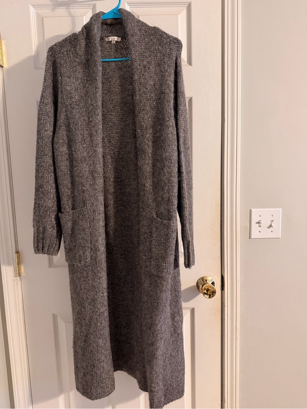 Z Supply Long Open-Front Knit Cardigan in Gray